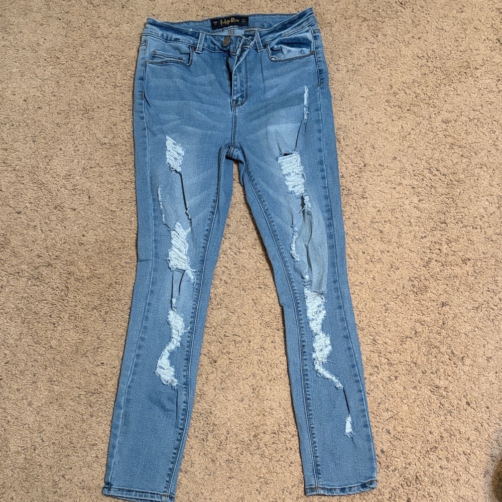 Wallflower Light Blue Distressed Skinny Jeans